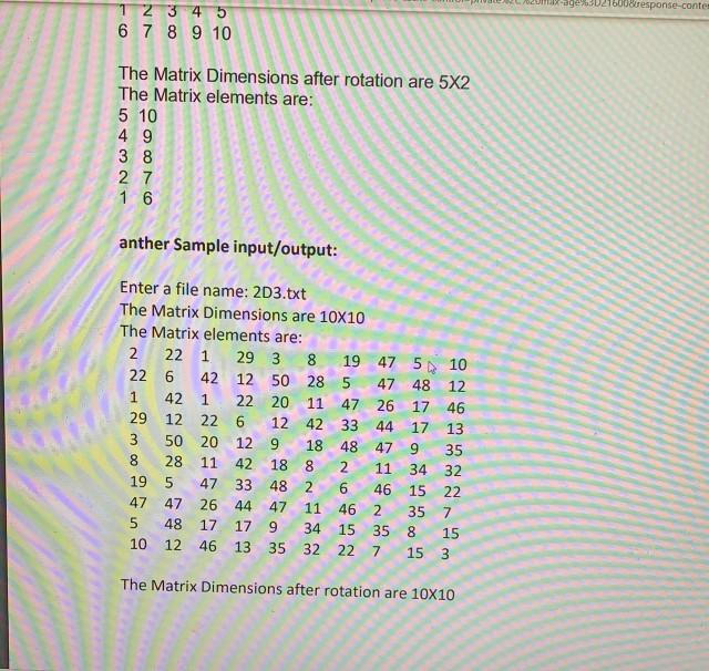 Solved Problem 3: Matrix rotation: Write a C++ program that | Chegg.com