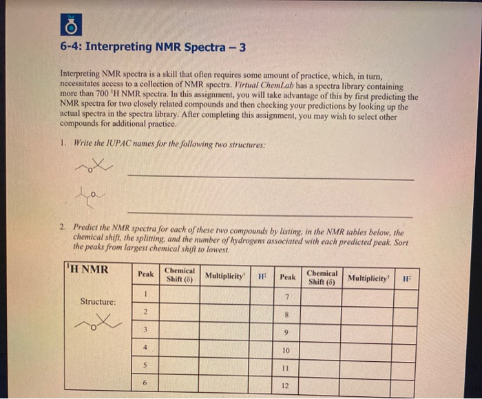 6 4 Interpreting Nmr Spectra 3 Interpreting Nmr Chegg Com