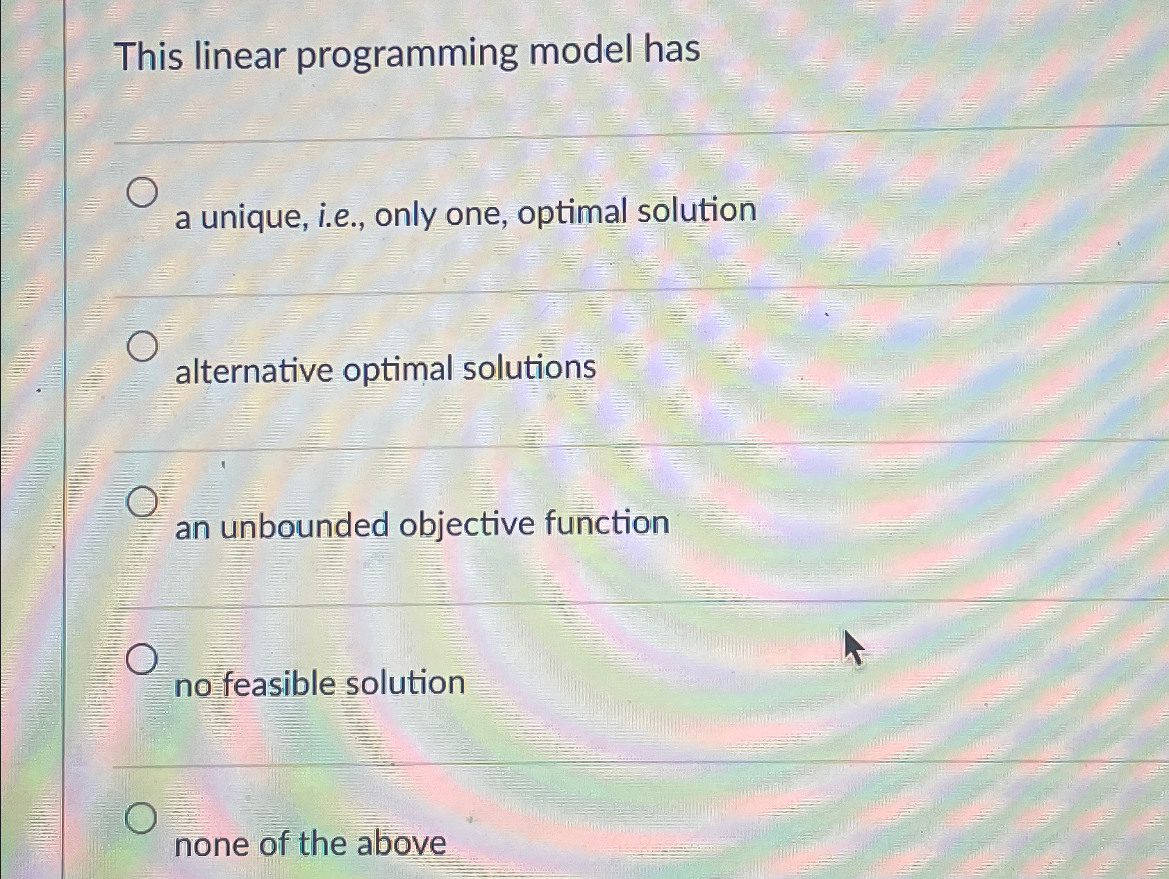 Solved This linear programming model hasa unique, i.e., | Chegg.com