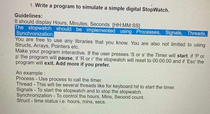 Solved 1. Write a program to simulate a simple digital | Chegg.com