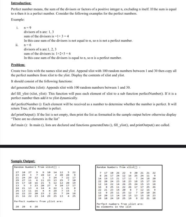 Solved Perfect Number Means, The Sum Of The Divisors Or 