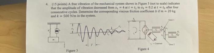 Solved 4. (I5 points) A free vibration of the mechanical | Chegg.com