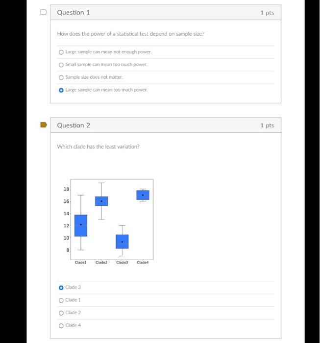 Solved Question 1 1 pts How does the power of a statistical | Chegg.com