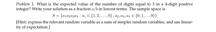 Problem 1. What is the expected value of the number | Chegg.com