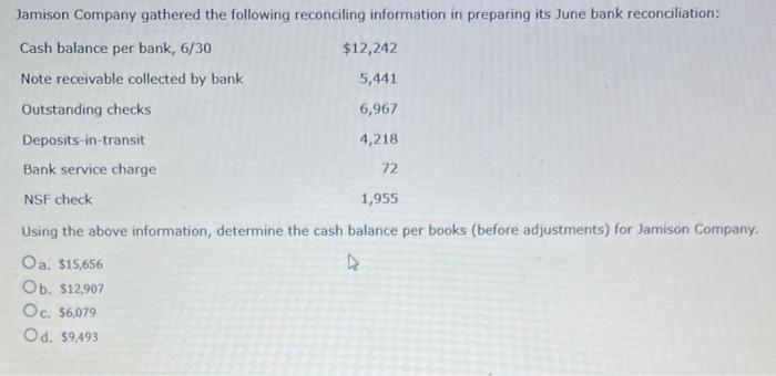 determine the cash balance per books before adjustments