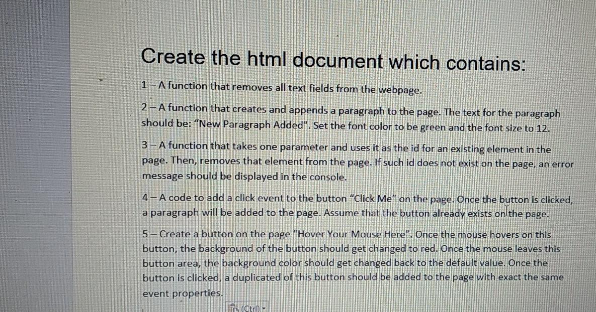 Solved Create the html document which contains: 1-A function | Chegg.com