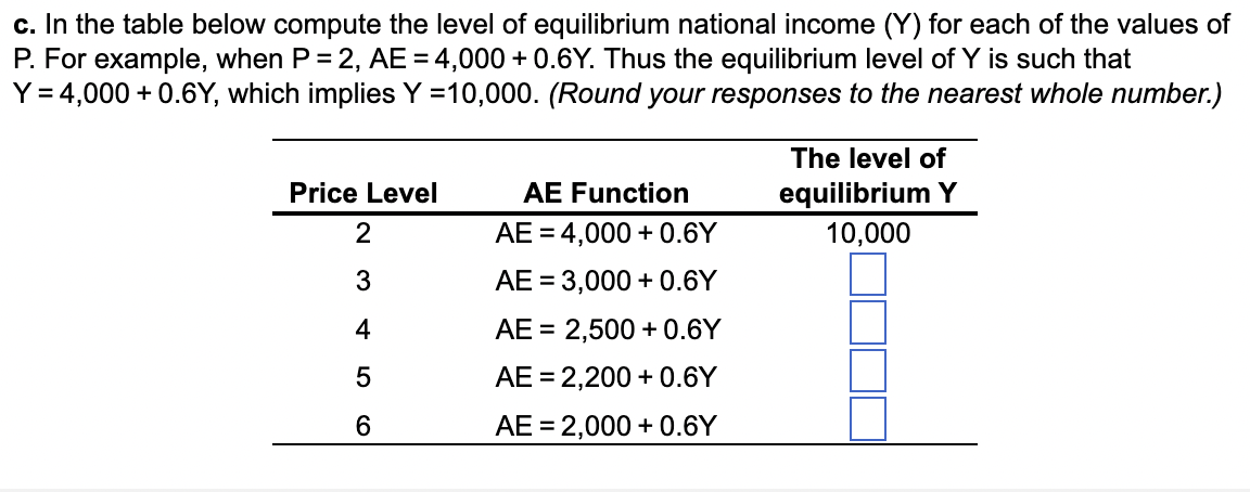 Solved c. ﻿In the table below compute the level of | Chegg.com