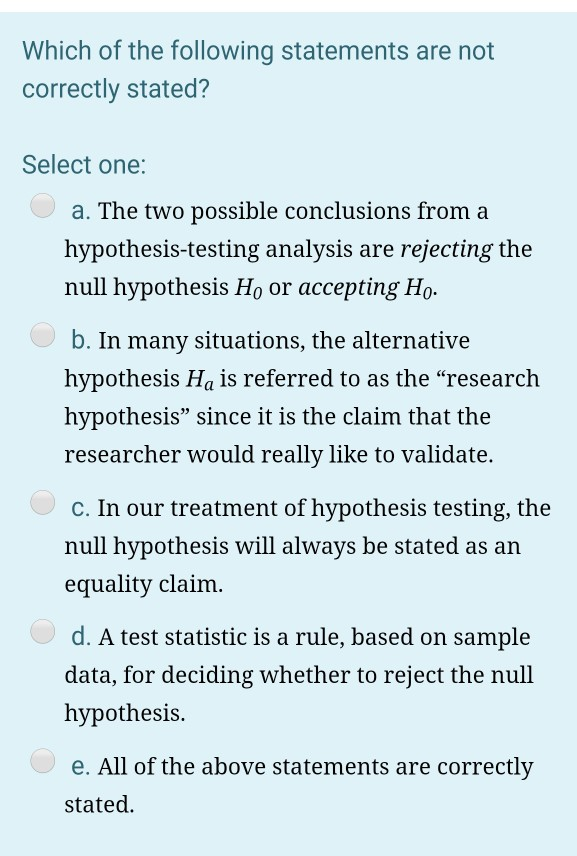 which of the following statements does not describe hypothesis