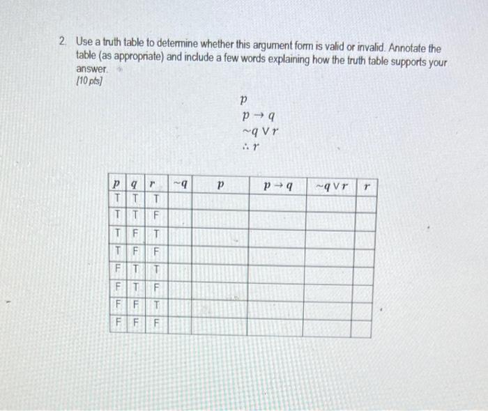 Solved 2. Use a truth table to determine whether this | Chegg.com