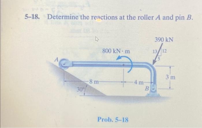 Solved 5-18. Determine the reactions at the roller A and pin | Chegg.com