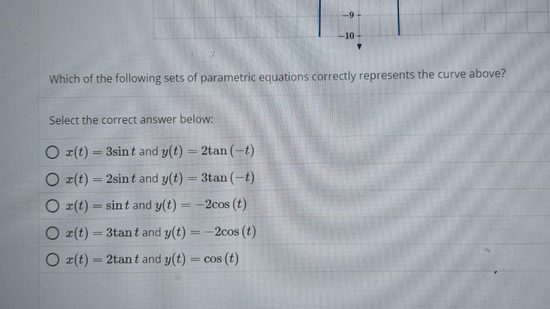 Solved Which of the following sets of parametric equations | Chegg.com