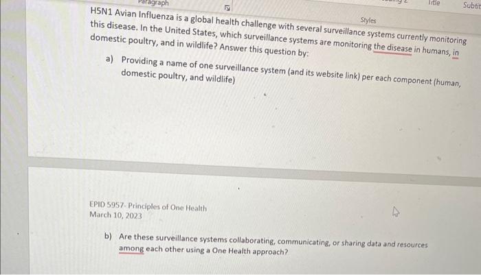 Solved H5N1 Avian Influenza is a global health challenge | Chegg.com