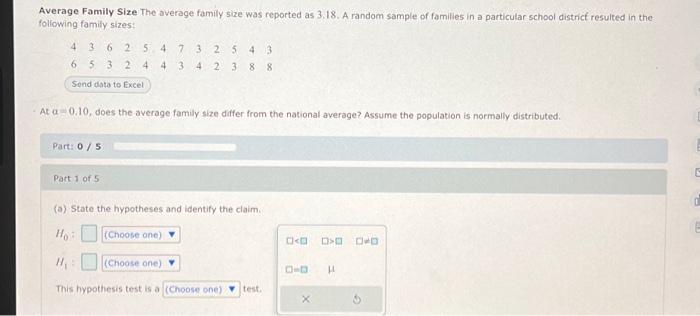 Solved Average Family Size The average family size was | Chegg.com
