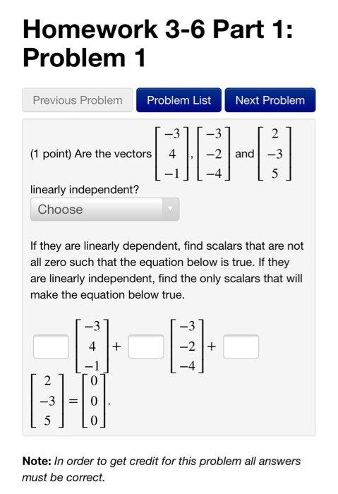Solved Homework 3-6 Part 1: Problem 1 Previous Problem | Chegg.com