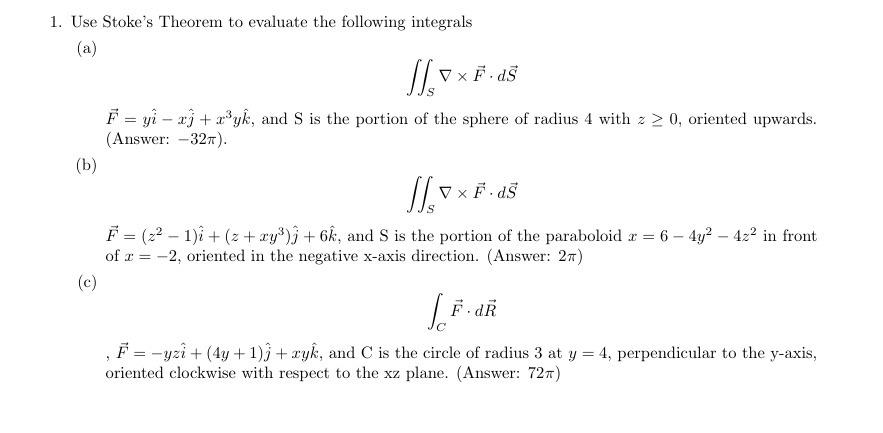 Solved Compute the following surface integrals for the given | Chegg.com