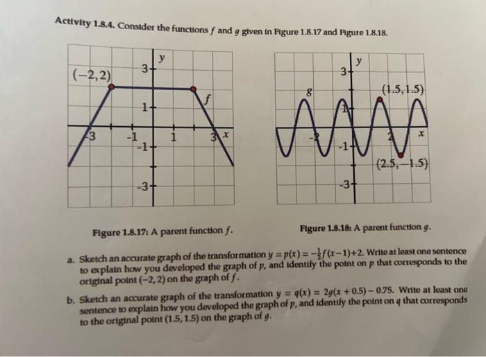 Solved Activity 1.8.4. Consider the functions f and g given | Chegg.com