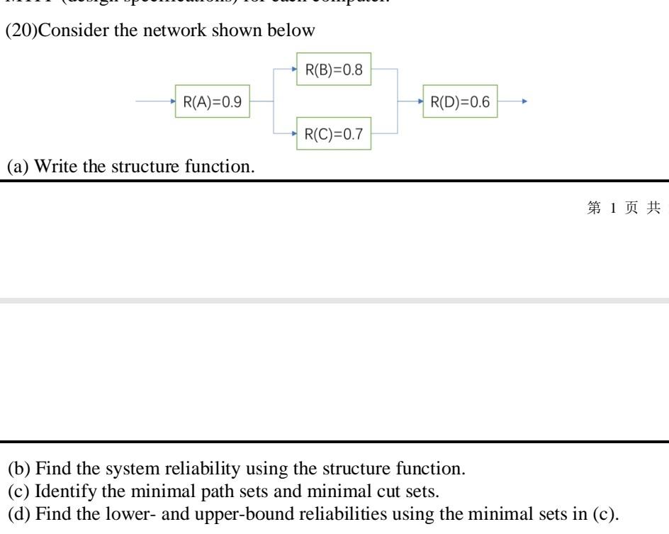 Solved (20)Consider the network shown below (a) Write the | Chegg.com