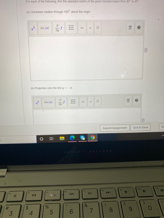 Solved For each of the following, find the standard matrix | Chegg.com