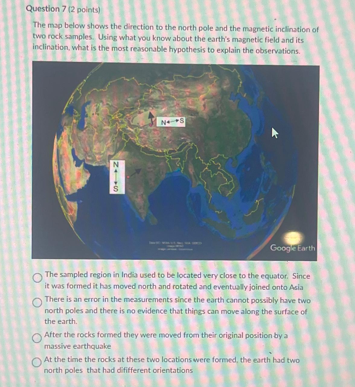 Solved Question 7 (2 ﻿points)The map below shows the | Chegg.com