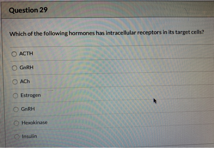 Which Of The Following Hormones Has Intracellular Receptors