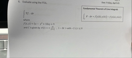 Solved Evaluate using the FTOL.Due: Friday, April | Chegg.com