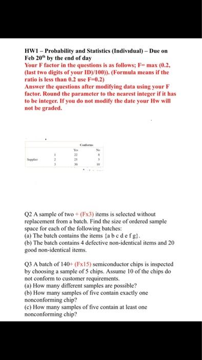 HW1 - Probability And Statistics (Individual) - Due | Chegg.com