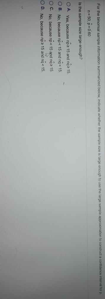 Solved For the binomial sample information summarized below, | Chegg.com