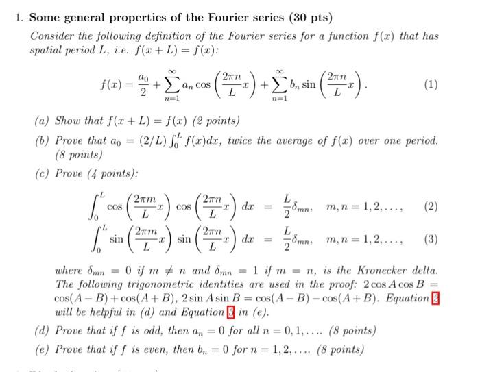 Solved Some general properties of the Fourier series ( 30pts | Chegg.com