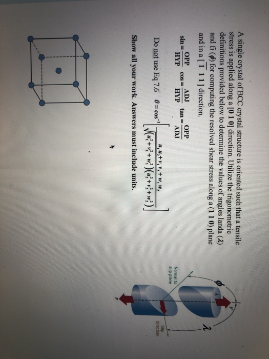 Solved A single crystal of BCC crystal structure is oriented | Chegg.com