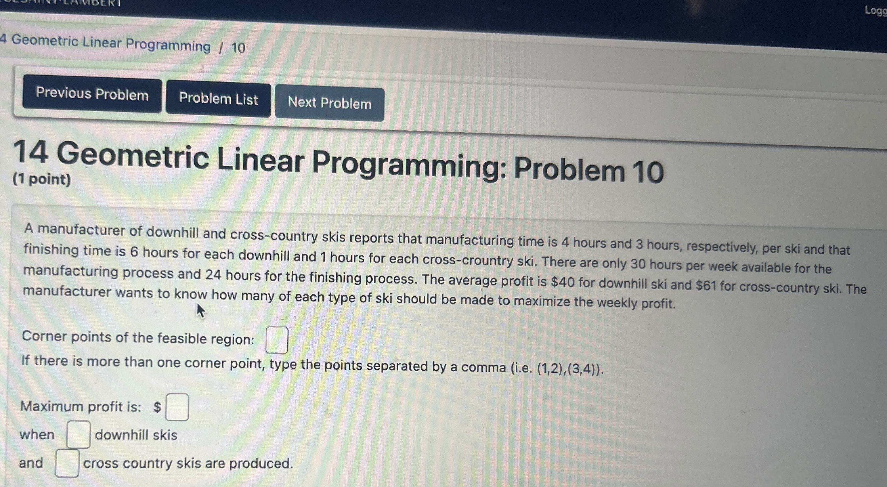 Solved 4 geometric linear programming 1014 geometric chegg