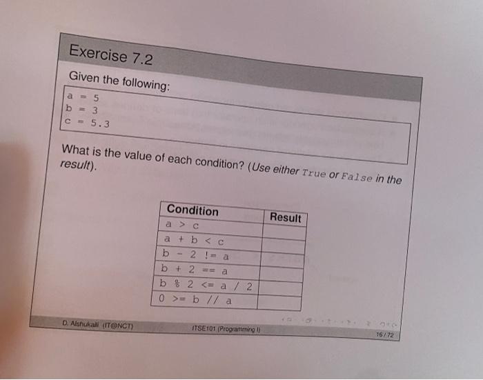 Solved Exercise 7.2 Given The Following: A B 5 3 - 5.3 С | Chegg.com