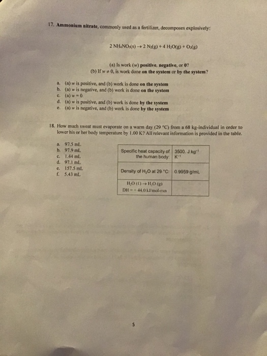 Solved 17 Ammonium Nitrate Commonly Used As A Fertilize Chegg Com