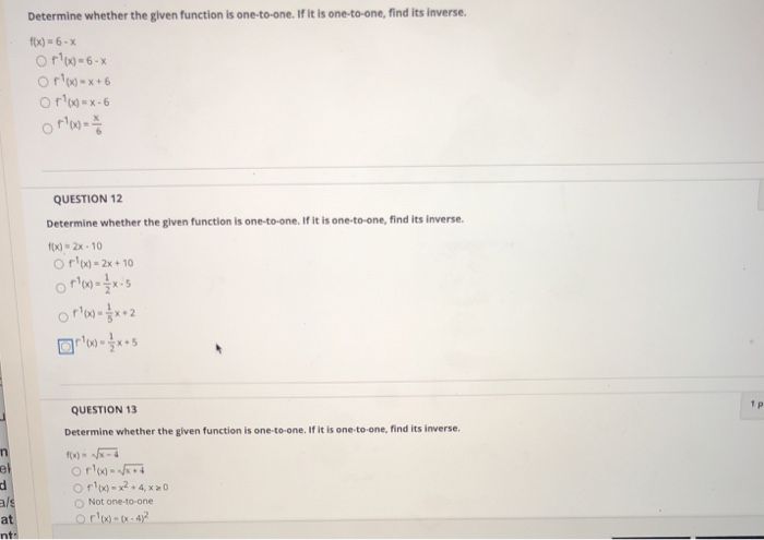 Solved Determine whether the given function is one-to-one. | Chegg.com