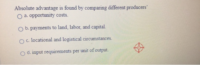 Solved Absolute advantage is found by comparing different | Chegg.com