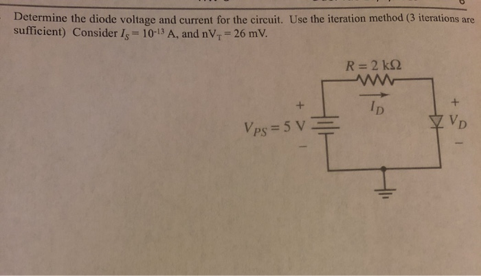 Solved Determine the diode voltage and current for the | Chegg.com