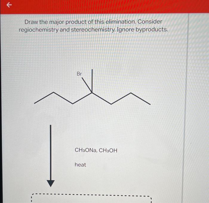 Draw the major product of this elimination. Consider regiochemistry and stereochemistry. Ignore byproducts.