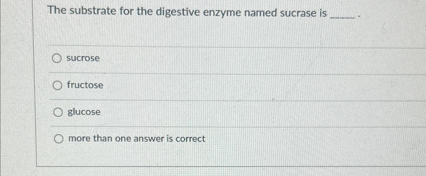 Solved The substrate for the digestive enzyme named sucrase