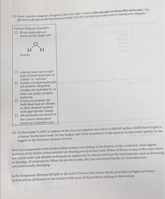 25. Draw a particle diagram of aqueous glucose sugar | Chegg.com