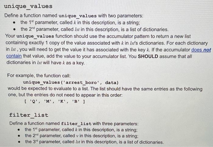 Solved unique_values Define a function named unique_values | Chegg.com