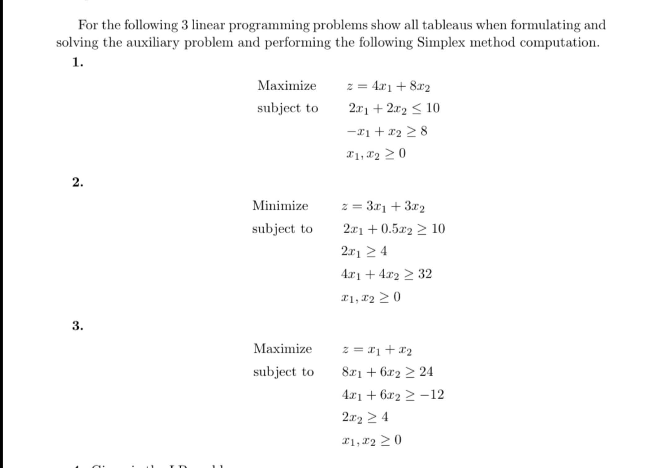 Solved For the following 3 ﻿linear programming problems show | Chegg.com