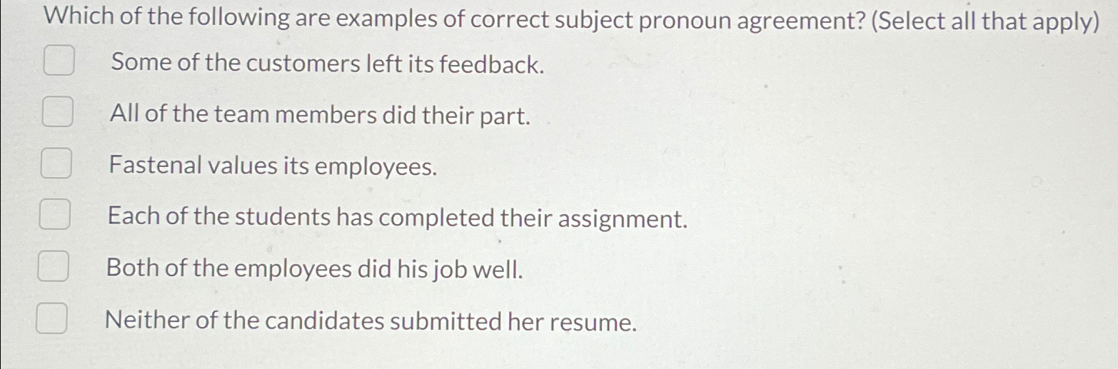 Solved Which of the following are examples of correct | Chegg.com