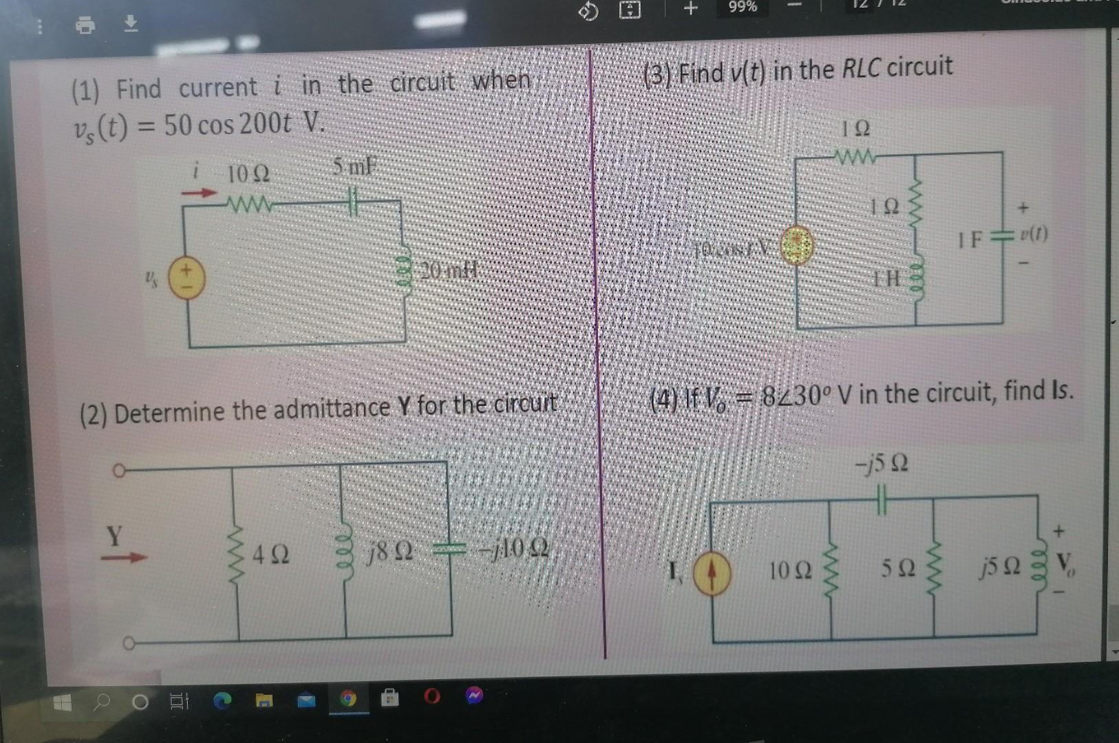 Solved + 99% (1) Determine the current that flows through an | Chegg.com