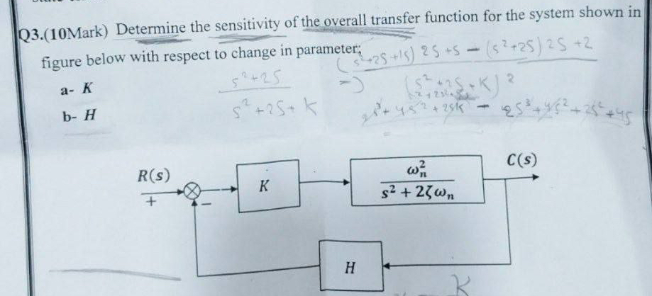 Solved Q3.(10Mark) ﻿Determine the sensitivity of the overall | Chegg.com