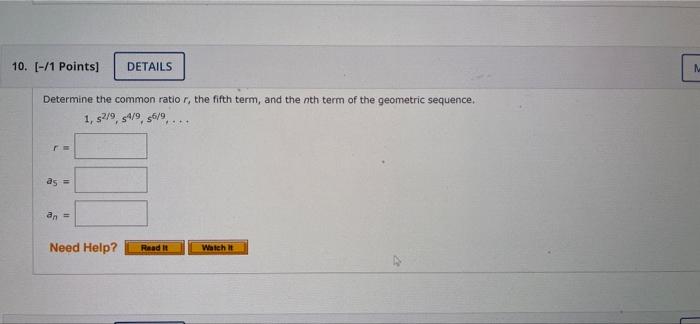 Solved Find the indicated term of the geometric sequence | Chegg.com