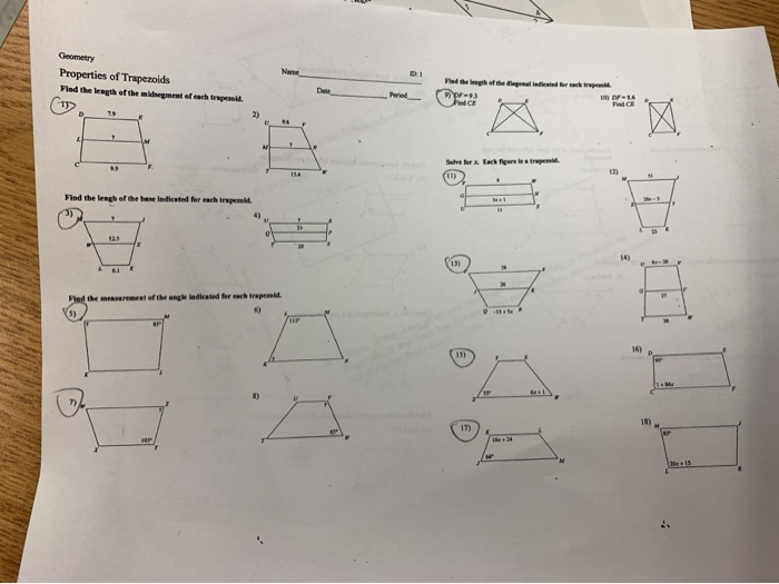 Solved Geometry Properties of Trapezoids Find the length of | Chegg.com
