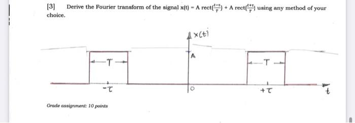 Solved [3] Derive the Fourier transform of the signal x(t)=A | Chegg.com