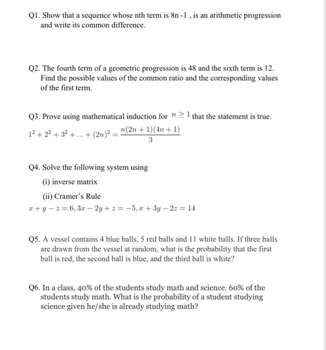 Solved Q1 Show That A Sequence Whose Nth Term Is 8n 1 Is Chegg Com