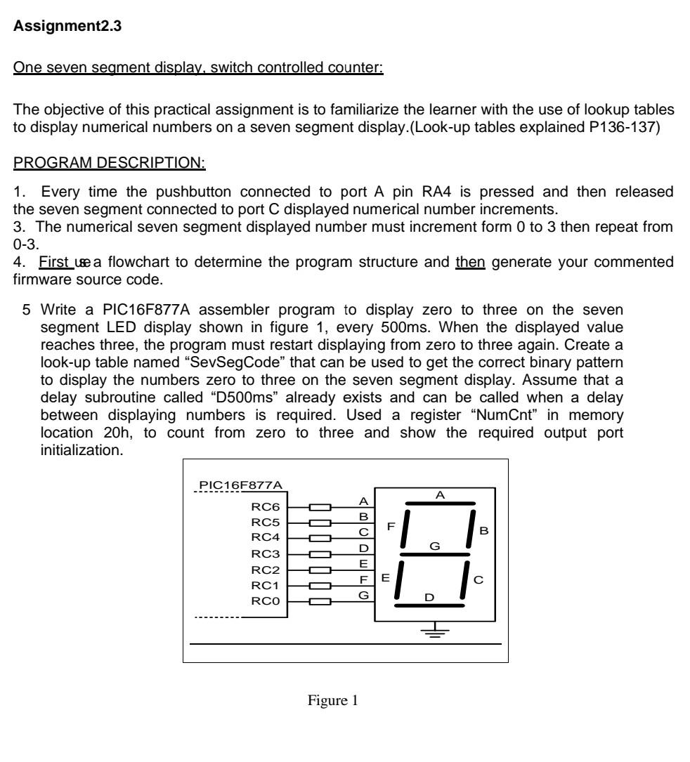 Solved Assignment2.3 One seven segment display, switch | Chegg.com