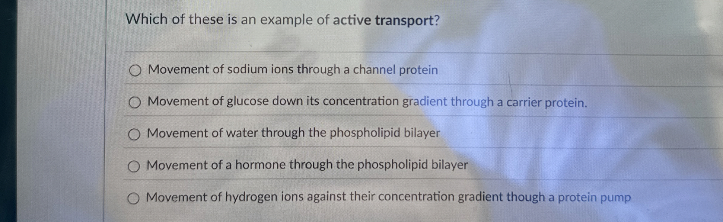 Solved Which of these is an example of active