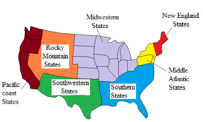 United States Map Divided Into Regions